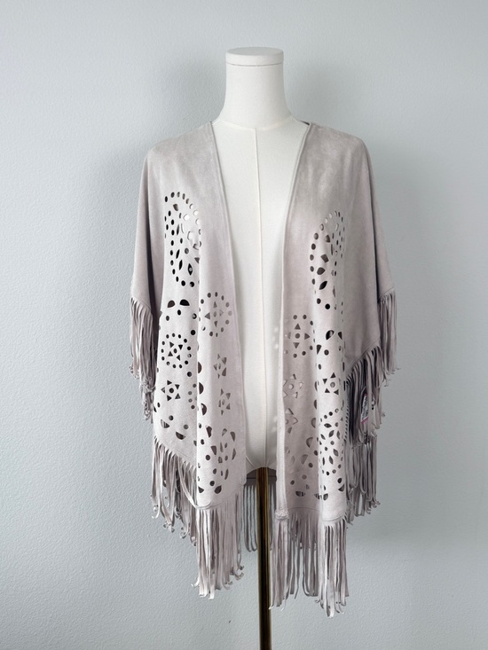 Hollister Jackets & Blazers - Hollister Light Blush Faux Suede Laser Cut Fringe Cape Poncho Size Large